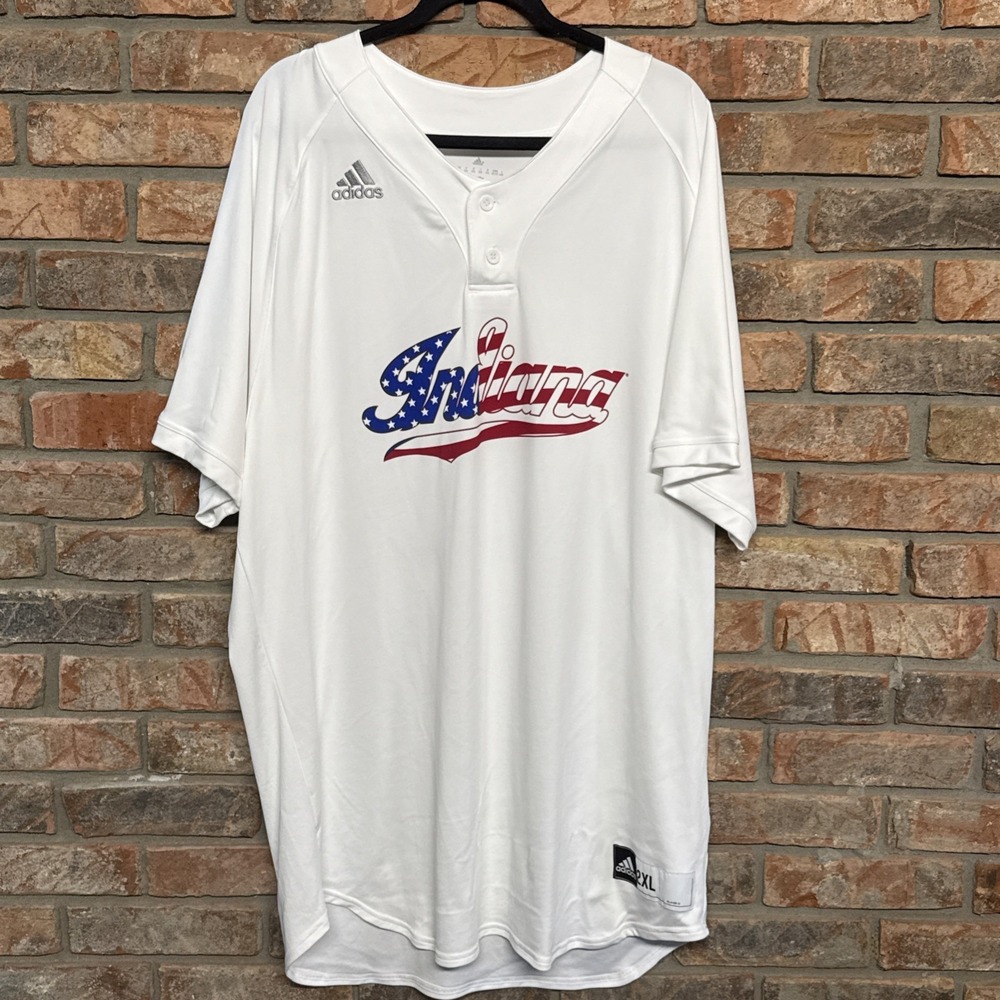 IU Adidas Indiana Hoosiers USA‎ Baseball Jersey 2xl White American Flag #16